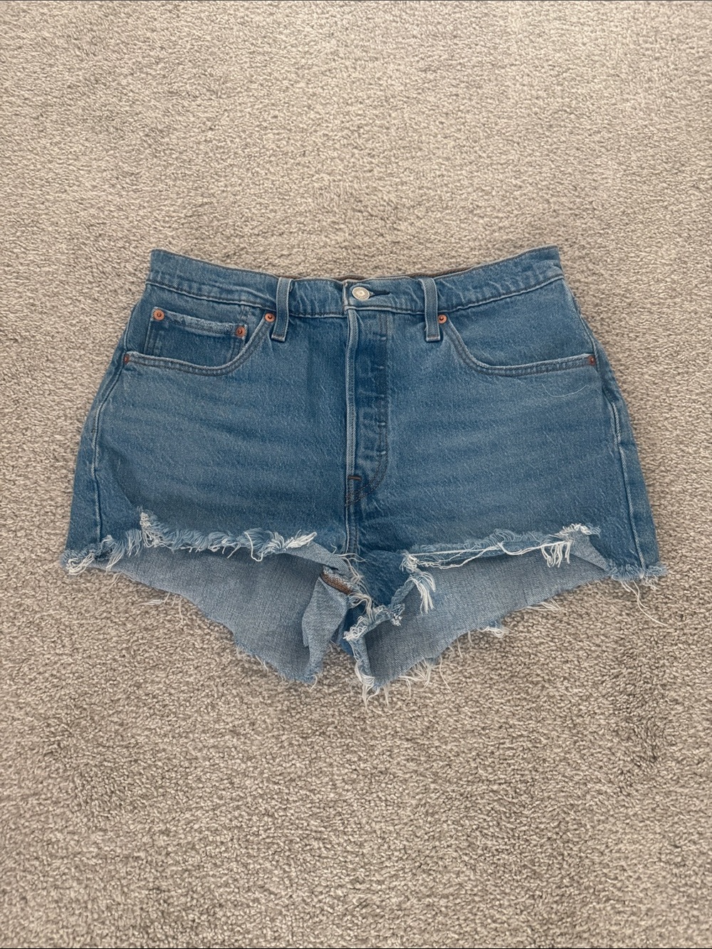 Levi's Medium Blue Distressed Cutoff Jean Shorts